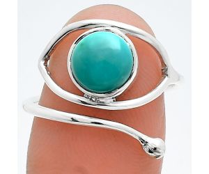 Adjustable Eye - Natural Rare Turquoise Nevada Aztec Mt Ring size-8.5 SDR244865 R-1254, 8x8 mm