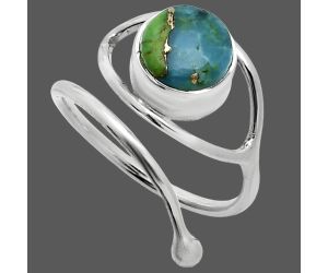 Adjustable Eye - Blue Turquoise In Green Mohave Ring size-7 SDR244870 R-1254, 8x8 mm