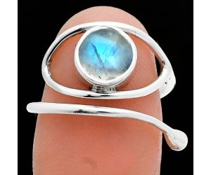 Adjustable Eye - Rainbow Moonstone Ring size-6.5 SDR244878 R-1254, 8x8 mm