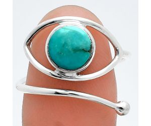 Adjustable Eye - Natural Rare Turquoise Nevada Aztec Mt Ring size-9 SDR244893 R-1254, 8x8 mm