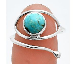 Adjustable Eye - Natural Rare Turquoise Nevada Aztec Mt Ring size-8.5 SDR244896 R-1254, 8x8 mm