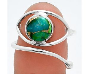 Adjustable Eye - Blue Turquoise In Green Mohave Ring size-8 SDR244897 R-1254, 8x8 mm