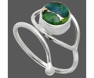 Adjustable Eye - Blue Turquoise In Green Mohave Ring size-8 SDR244897 R-1254, 8x8 mm