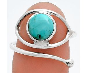 Adjustable Eye - Natural Rare Turquoise Nevada Aztec Mt Ring size-7.5 SDR244902 R-1254, 8x8 mm