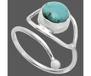 Adjustable Eye - Natural Rare Turquoise Nevada Aztec Mt Ring size-7.5 SDR244902 R-1254, 8x8 mm