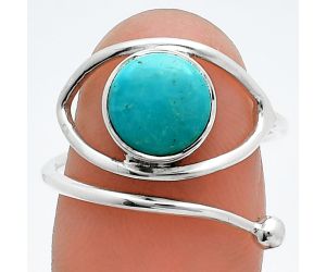 Adjustable Eye - Natural Rare Turquoise Nevada Aztec Mt Ring size-7.5 SDR244903 R-1254, 8x8 mm