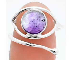 Adjustable Eye - Amethyst Cab Ring size-8 SDR244906 R-1254, 8x8 mm