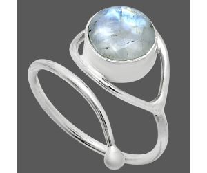 Adjustable Eye - Faceted Rainbow Moonstone Ring size-8 SDR244911 R-1254, 8x8 mm