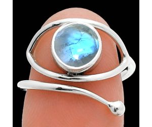 Adjustable Eye - Rainbow Moonstone Ring size-7.5 SDR244913 R-1254, 8x8 mm