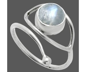 Adjustable Eye - Rainbow Moonstone Ring size-7.5 SDR244913 R-1254, 8x8 mm