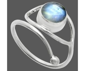 Adjustable Eye - Rainbow Moonstone Ring size-7.5 SDR244914 R-1254, 8x8 mm