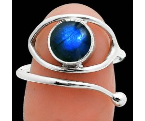 Adjustable Eye - Blue Fire Labradorite Ring size-8 SDR244915 R-1254, 8x8 mm