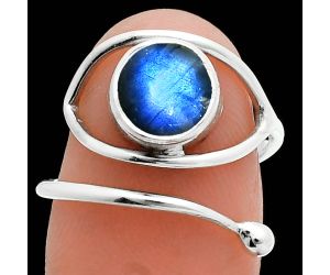 Adjustable Eye - Blue Fire Labradorite Ring size-9 SDR244916 R-1254, 8x8 mm