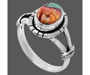 Kingman Orange Dahlia Turquoise Ring size-8.5 SDR244919 R-1533, 7x9 mm