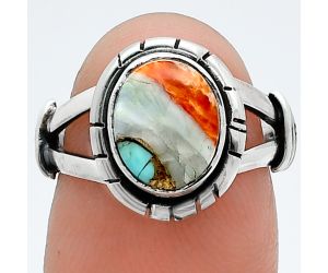 Spiny Oyster Turquoise Ring size-6 SDR244925 R-1533, 8x10 mm