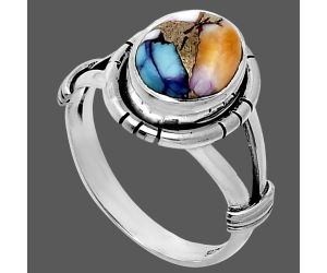 Kingman Orange Dahlia Turquoise Ring size-7 SDR244926 R-1533, 8x10 mm