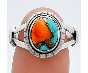 Spiny Oyster Turquoise Ring size-8 SDR244927 R-1533, 8x10 mm