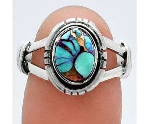 Kingman Copper Teal Turquoise Ring size-8 SDR244928 R-1533, 7x9 mm