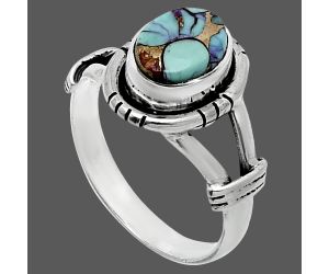 Kingman Copper Teal Turquoise Ring size-8 SDR244928 R-1533, 7x9 mm