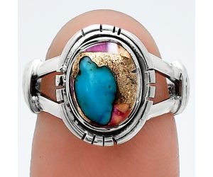 Kingman Pink Dahlia Turquoise Ring size-6 SDR244932 R-1533, 8x10 mm