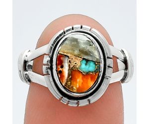 Spiny Oyster Turquoise Ring size-7 SDR244940 R-1533, 8x10 mm