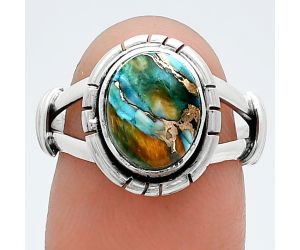 Spiny Oyster Turquoise Ring size-7.5 SDR244941 R-1533, 8x10 mm