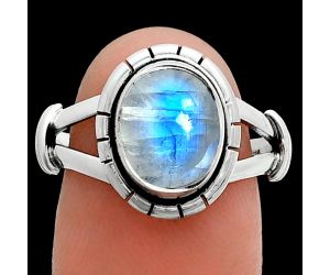 Rainbow Moonstone Ring size-8 SDR244951 R-1533, 8x10 mm