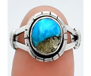 Kingman Turquoise With Pyrite Ring size-6 SDR244954 R-1533, 8x10 mm