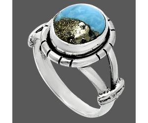 Kingman Turquoise With Pyrite Ring size-6 SDR244954 R-1533, 8x10 mm