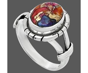 Kingman Orange Dahlia Turquoise Ring size-6 SDR244961 R-1533, 8x10 mm