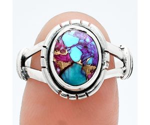 Kingman Purple Dahlia Turquoise Ring size-8.5 SDR244966 R-1533, 8x10 mm