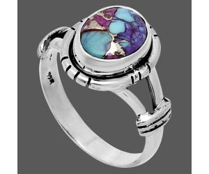 Kingman Purple Dahlia Turquoise Ring size-8.5 SDR244966 R-1533, 8x10 mm