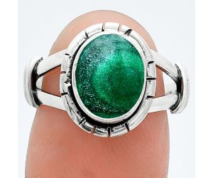 Malachite Eye Ring size-7.5 SDR244969 R-1533, 8x10 mm