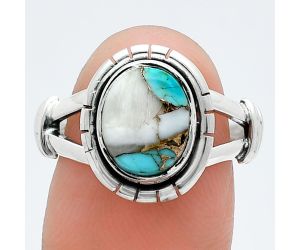 Spiny Oyster Turquoise Ring size-8 SDR244974 R-1533, 8x10 mm