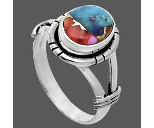 Kingman Orange Dahlia Turquoise Ring size-7.5 SDR244980 R-1533, 8x10 mm