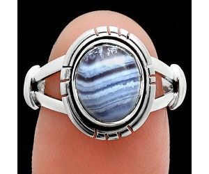 Blue Lace Agate Ring size-7 SDR244983 R-1533, 8x10 mm