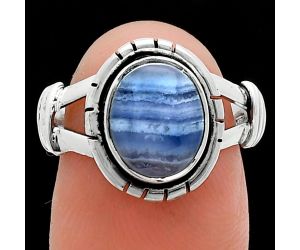 Blue Lace Agate Ring size-8 SDR244984 R-1533, 8x10 mm