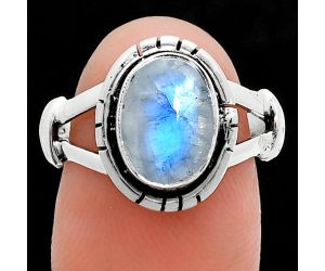 Rainbow Moonstone Ring size-8 SDR244987 R-1533, 8x10 mm