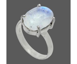 Faceted Rainbow Moonstone Ring size-7 SDR244988 R-1019, 10x14 mm