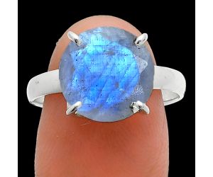 Faceted Rainbow Moonstone Ring size-9 SDR244989 R-1019, 12x12 mm