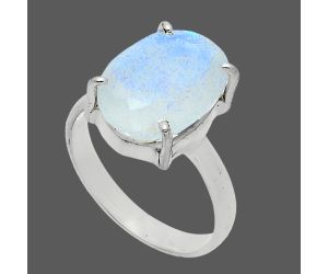 Faceted Rainbow Moonstone Ring size-7 SDR244990 R-1019, 10x14 mm