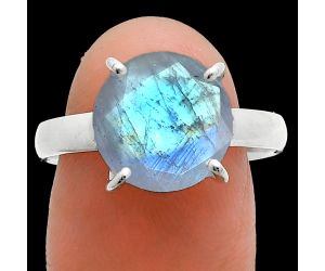 Faceted Rainbow Moonstone Ring size-9 SDR244991 R-1019, 11x11 mm