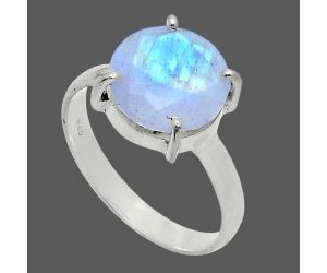 Faceted Rainbow Moonstone Ring size-9 SDR244991 R-1019, 11x11 mm