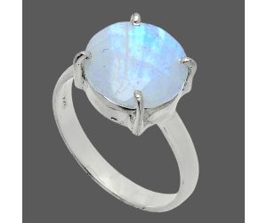 Faceted Rainbow Moonstone Ring size-9 SDR244992 R-1019, 12x12 mm