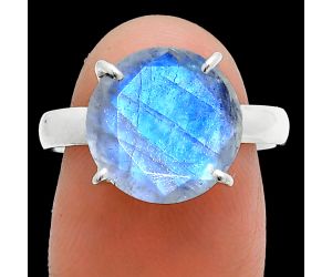 Faceted Rainbow Moonstone Ring size-8 SDR244993 R-1019, 12x12 mm