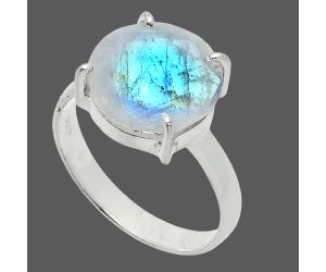 Faceted Rainbow Moonstone Ring size-8 SDR244993 R-1019, 12x12 mm