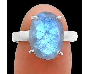 Faceted Rainbow Moonstone Ring size-8 SDR244994 R-1019, 10x14 mm