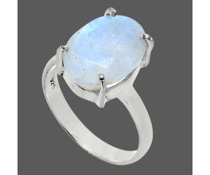 Faceted Rainbow Moonstone Ring size-8 SDR244994 R-1019, 10x14 mm