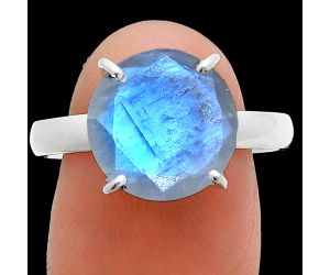 Faceted Rainbow Moonstone Ring size-10 SDR244995 R-1019, 12x12 mm