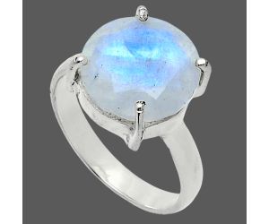 Faceted Rainbow Moonstone Ring size-7 SDR244998 R-1019, 12x12 mm